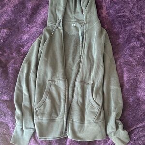 Uniqlo Camo-Green Zip-Up Sweater